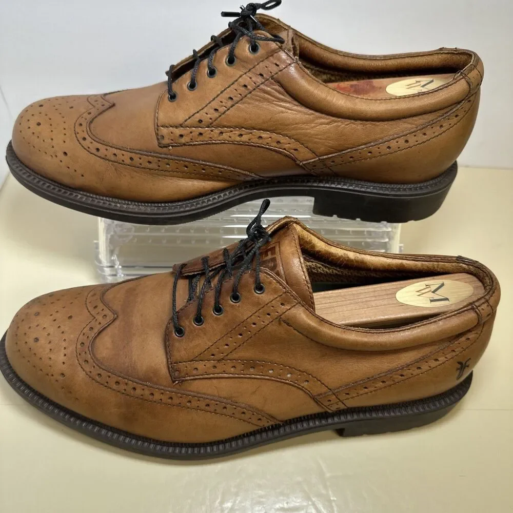 Frye Men's 10 M David Wingtip Oxford Dress Leather Shoes Brown Tan Cognac 84535
